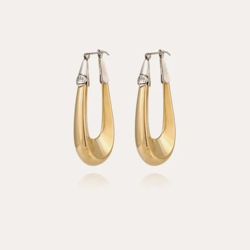 Gas Bijoux Ecume bicolor earrings large size gold^Femme Boucles D'oreilles