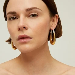 Gas Bijoux Ecume bicolor earrings large size gold^Femme Boucles D'oreilles