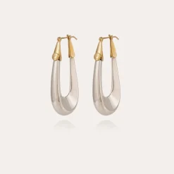 Gas Bijoux Ecume bicolor earrings large size silver^Femme Boucles D'oreilles