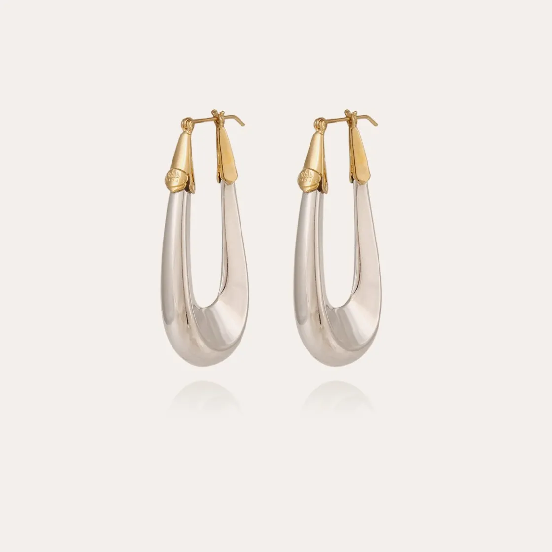 Gas Bijoux Ecume bicolor earrings large size silver^Femme Boucles D'oreilles