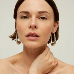 Gas Bijoux Ecume bicolor earrings large size silver^Femme Boucles D'oreilles