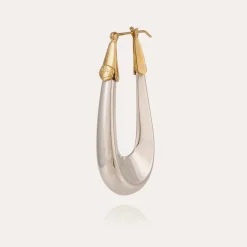 Gas Bijoux Ecume bicolor earrings large size silver^Femme Boucles D'oreilles