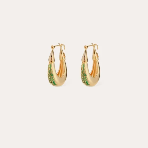 Gas Bijoux Ecume earrings gold - Emerald - Capsule The Precious^Femme Boucles D'oreilles|Boucles D'oreilles