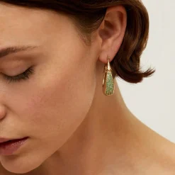 Gas Bijoux Ecume earrings gold - Emerald - Capsule The Precious^Femme Boucles D'oreilles|Boucles D'oreilles