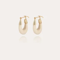 Gas Bijoux Ecume earrings small size acetate gold - Ivory^Femme Boucles D'oreilles
