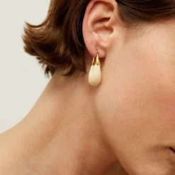 Gas Bijoux Ecume earrings small size acetate gold - Ivory^Femme Boucles D'oreilles