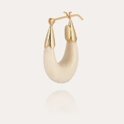 Gas Bijoux Ecume earrings small size acetate gold - Ivory^Femme Boucles D'oreilles