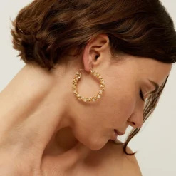 Gas Bijoux Eurydice hoop earrings medium size gold -^Femme Boucles D'oreilles