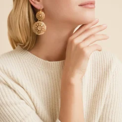 Gas Bijoux Flocon Double earrings mini gold^Femme Boucles D'oreilles