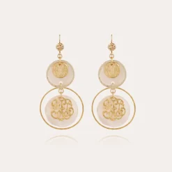Gas Bijoux Idylle earrings small size gold - White Mother-of-pearl^Femme Boucles D'oreilles