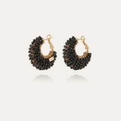 Gas Bijoux Izzia earrings small size gold - Black Onyx^Femme Boucles D'oreilles
