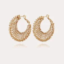Gas Bijoux Izzia strass earrings large size gold^Femme Boucles D'oreilles