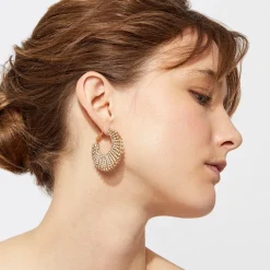 Gas Bijoux Izzia strass earrings large size gold^Femme Boucles D'oreilles