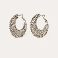 Gas Bijoux Izzia strass earrings rhodium finish^Femme Boucles D'oreilles