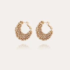 Gas Bijoux Izzia strass earrings small size gold^Femme Boucles D'oreilles