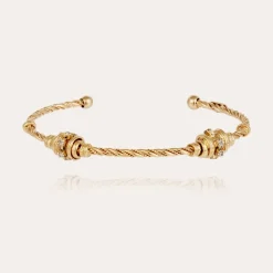 Gas Bijoux Jonc Torsade 2 strass bracelet small size gold^Femme Bracelets