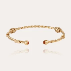 Gas Bijoux Jonc Torsade cabochons bracelet small size gold^Femme Bracelets