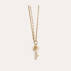 Gas Bijoux Lancelot long necklace gold - White Mother-of-pearl^Femme Sautoirs