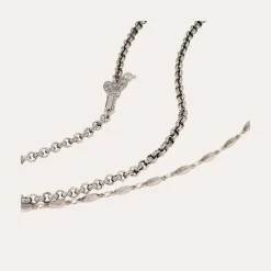 Gas Bijoux Lancelot long necklace silver - White Mother-of-pearl^Femme Sautoirs