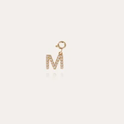 Gas Bijoux Letter M pendant charms strass gold^ Colliers & Bracelets Lettres Découvrir