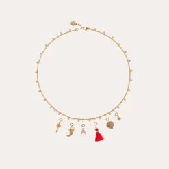 Gas Bijoux Letter M pendant charms strass gold^ Colliers & Bracelets Lettres Découvrir