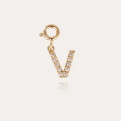 Gas Bijoux Letter V pendant charms strass gold^ Colliers & Bracelets Lettres Découvrir