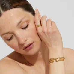 Gas Bijoux Liane crossed bangle bracelet mini gold^Femme Bracelets|Bijoux Dorés