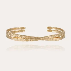 Gas Bijoux Liane crossed bangle bracelet mini gold^Femme Bracelets|Bijoux Dorés