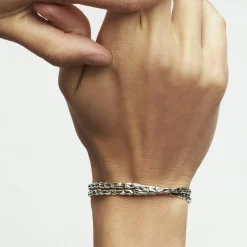 Gas Bijoux Liane crossed bangle bracelet large size silver^Homme Bracelets Homme|Joncs Homme