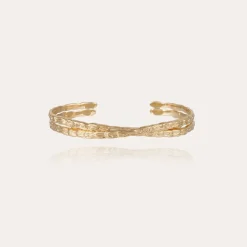 Gas Bijoux Liane crossed bangle bracelet large size gold^Homme Bracelets Homme|Joncs Homme