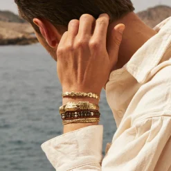 Gas Bijoux Liane crossed bangle bracelet large size gold^Homme Bracelets Homme|Joncs Homme