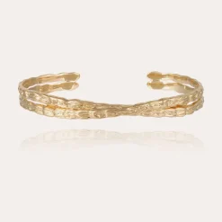 Gas Bijoux Liane crossed bangle bracelet large size gold^Homme Bracelets Homme|Joncs Homme