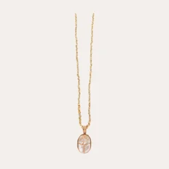 Gas Bijoux Lucky Scarabee long necklace gold - White Mother-of-pearl^Femme Sautoirs