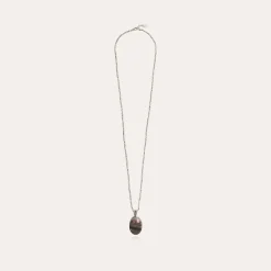 Gas Bijoux Lucky Scarabee long necklace silver - Grey Mother-of-pearl^Femme Sautoirs