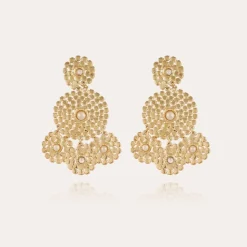 Gas Bijoux Lucky Sequin cabochons earrings small size gold^Femme Boucles D'oreilles
