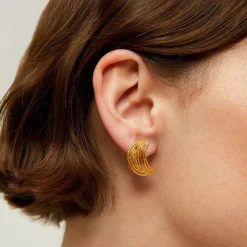 Gas Bijoux Luna Wave studs earrings small size gold^Femme Boucles D'oreilles|Bijoux Dorés