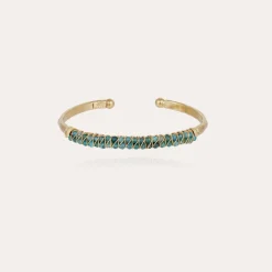 Gas Bijoux Lyre bangle bracelet large size gold - Blue Apatite^Femme Bracelets