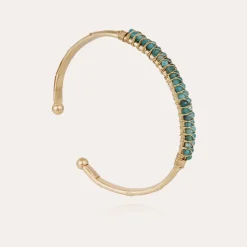 Gas Bijoux Lyre bangle bracelet large size gold - Blue Apatite^Femme Bracelets
