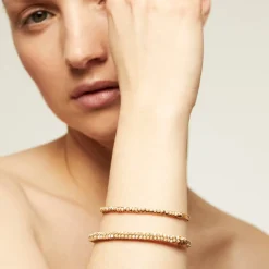 Gas Bijoux Lyre bangle bracelet small size gold - Pink Quartz^Femme Bracelets