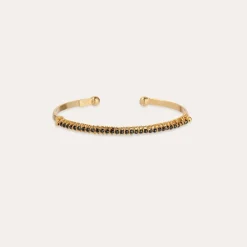 Gas Bijoux Lyre bangle bracelet small size gold - Black Onyx^Femme Bracelets