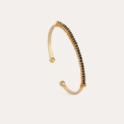 Gas Bijoux Lyre bangle bracelet small size gold - Black Onyx^Femme Bracelets