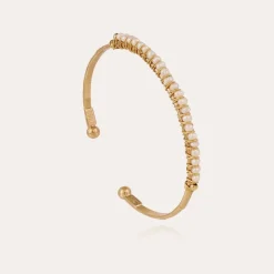 Gas Bijoux Lyre bangle bracelet small size gold - White Mother-of-pearl^Femme Bracelets