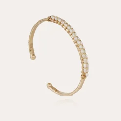 Gas Bijoux Lyre bangle large size gold - White Mother-of-pearl^Femme Bracelets