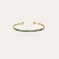 Gas Bijoux Lyre bangle small size gold - Blue Apatite^Femme Bracelets