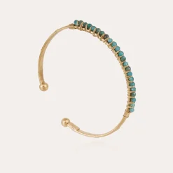 Gas Bijoux Lyre bangle small size gold - Blue Apatite^Femme Bracelets