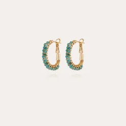 Gas Bijoux Lyre hoop earrings gold - Blue Apatite^Femme Boucles D'oreilles