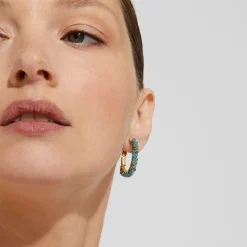 Gas Bijoux Lyre hoop earrings gold - Blue Apatite^Femme Boucles D'oreilles