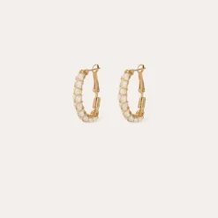 Gas Bijoux Lyre hoop earrings gold - White Mother-of-pearl^Femme Boucles D'oreilles