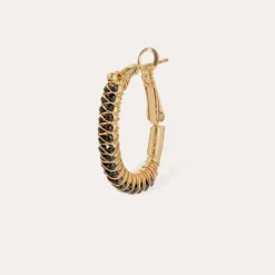 Gas Bijoux Lyre hoop earrings gold - Black Onyx^Femme Boucles D'oreilles