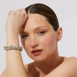 Gas Bijoux Maille rond entrecroisé bracelet large size silver^Femme Bracelets|Bijoux Argentés